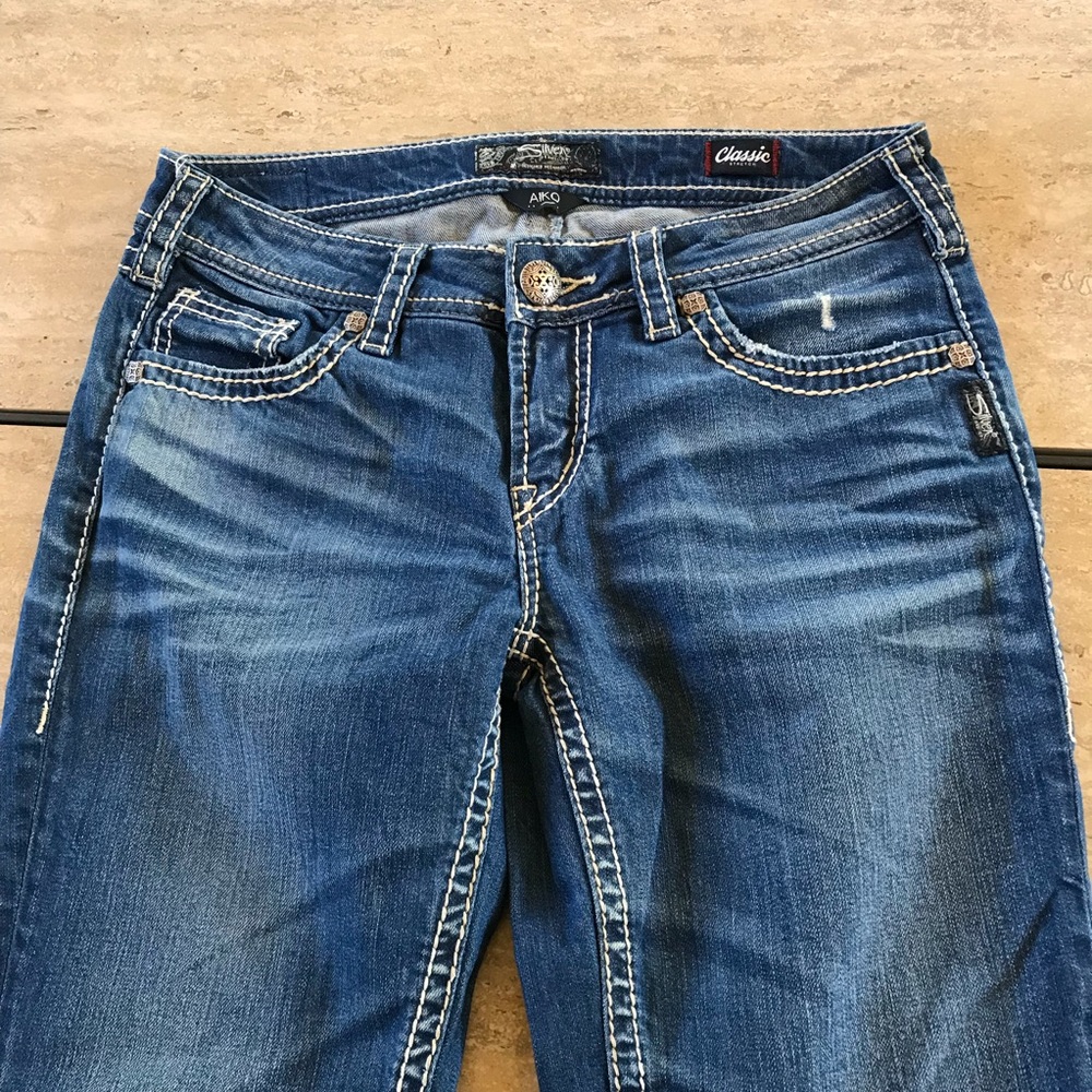 Silver Aiko Jeans Mid Rise Straight Leg 30 X 29